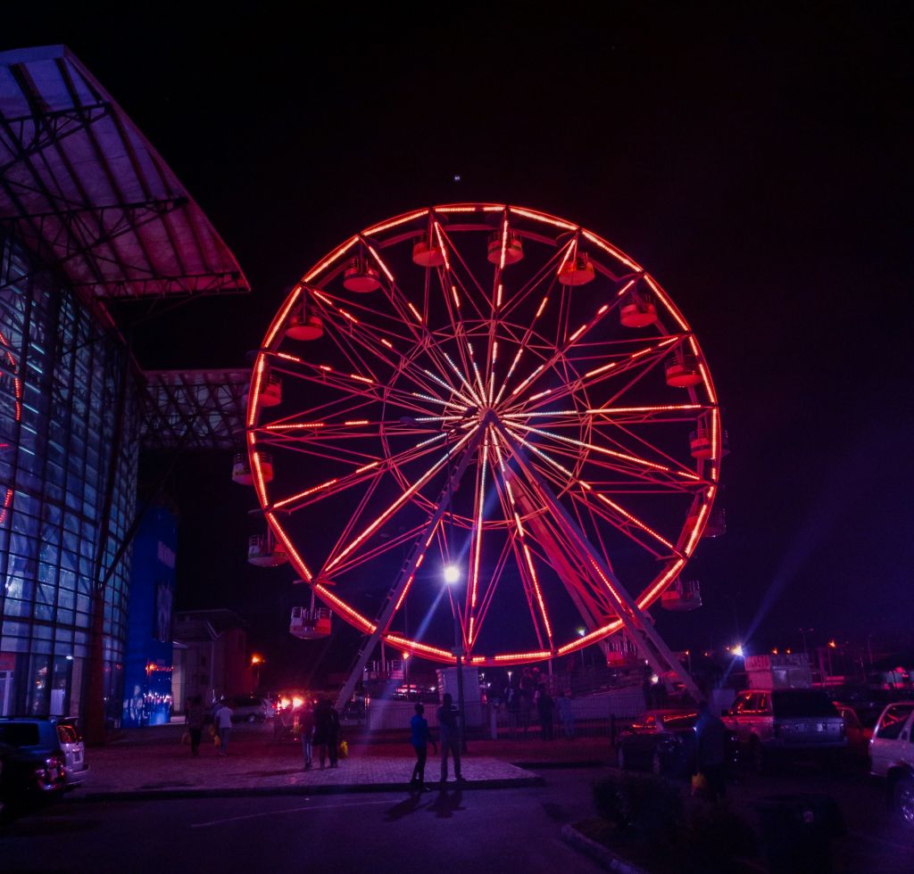 Ferris wheel at Polo park mall, Enugu at night